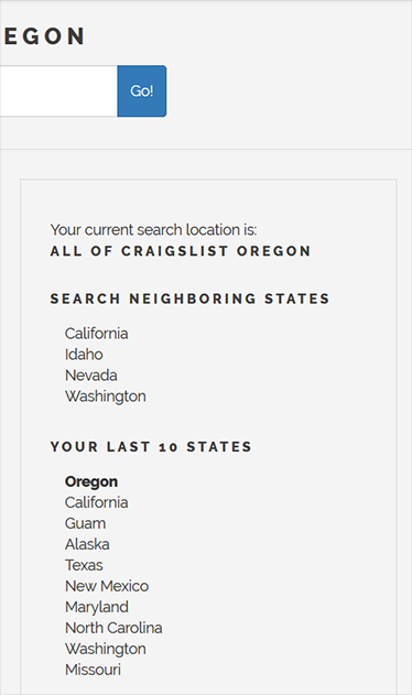 Image of craigslist searchengine 2007 - 2019